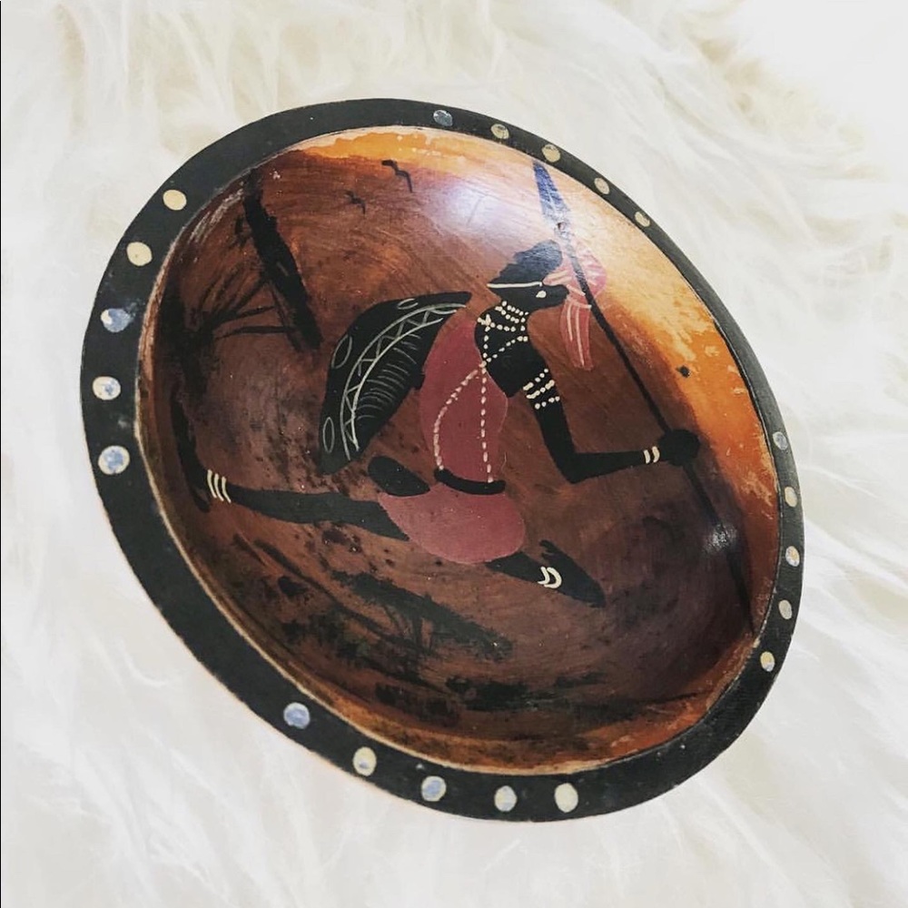 Handcrafted African wood art bowl